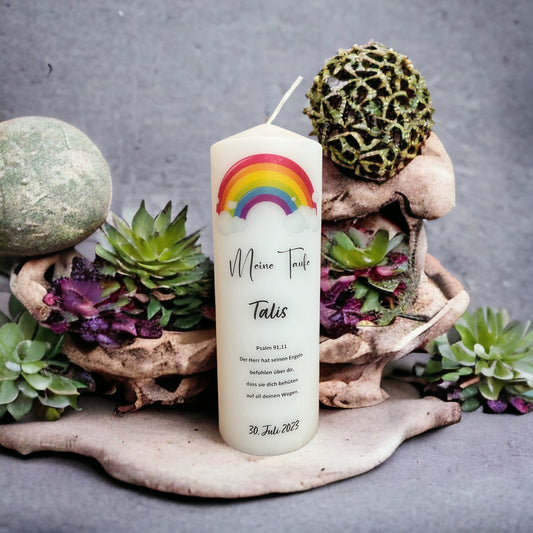 Taufkerze Regenbogen